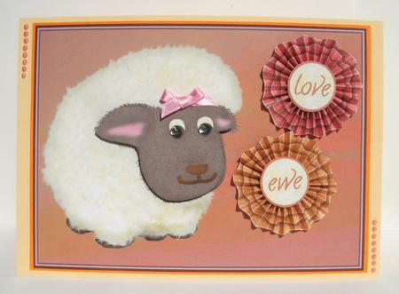 Love Ewe Zigzag Flower Card by S.Elisabet Osborn Wright
