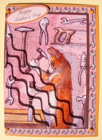 He Was DIY Mad - a Handy Dog - Wavy Corner Stacker Topper by S.Elisabet Osborn Wright