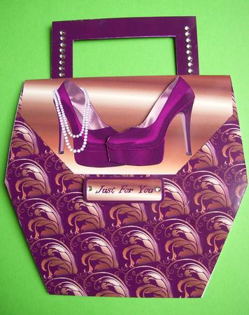 Purple Hot Shoes Handbag Card by S.Elisabet Osborn Wright