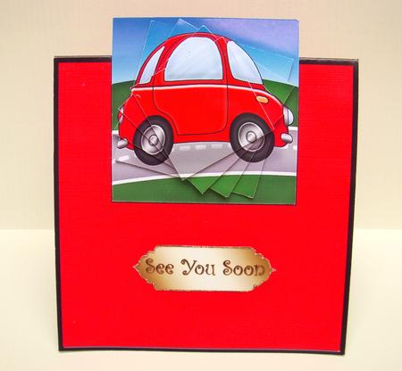 Funky Car - No-Hole Easy Over the Edge Card & Spiral Pyramid Topper by S.Elisabet Osborn Wright