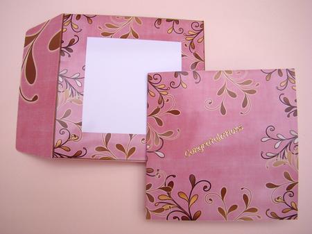 Gold Swirl Pink Linen Midi Card and Envelope Sheet by S.Elisabet Osborn Wright