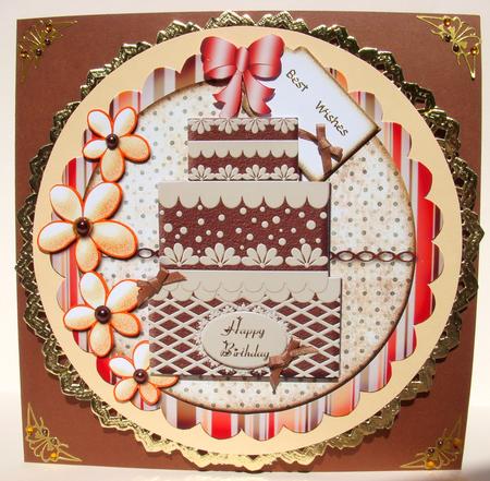 Round Scalloped Topper with Birthday Cake by S.Elisabet Osborn Wright