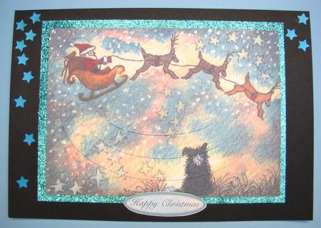 Santa Across the Sky on Christmas Eve Oval Pyramid by S.Elisabet Osborn Wright
