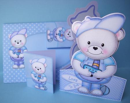 3D Teddy Ted's Boat Shaped Card with Decoupage by S.Elisabet Osborn Wright