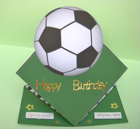 Football Crazy Pop Up Spring Diamond Top Card in Green by S.Elisabet Osborn Wright