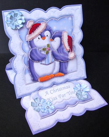 Christmas Kissing Penguins Easel Card Kit by S.Elisabet Osborn Wright