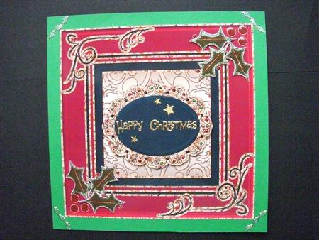Christmas Swirls & Holly Card Front/ Topper 3 by S.Elisabet Osborn Wright