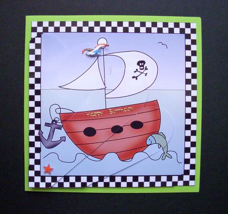 Pirates Ahoy Quick Card with Fan Pyramage Topper by S.Elisabet Osborn Wright