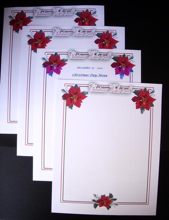 Christmas Letterhead Holly and Poinsettia by S.Elisabet Osborn Wright