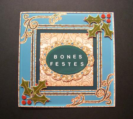 Christmas Swirls & Holly Card Front/ Topper 5 by S.Elisabet Osborn Wright