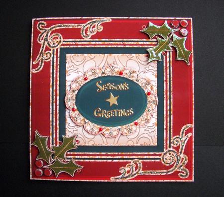 Christmas Swirls & Holly Card Front/ Topper 11 by S.Elisabet Osborn Wright