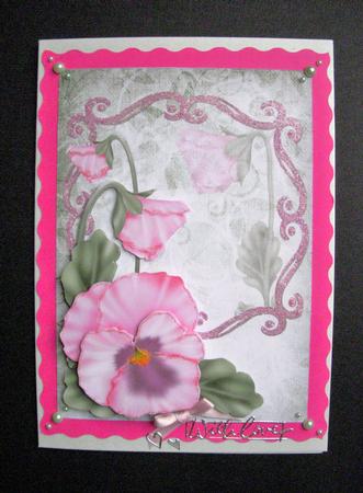 Pansy Bloom Pink Card Topper by S.Elisabet Osborn Wright