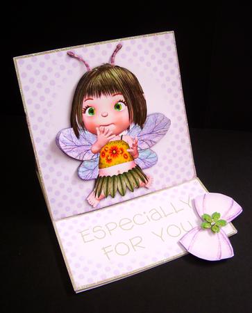 Cute Peapot Fairy 5 Minute Easel Card by S.Elisabet Osborn Wright