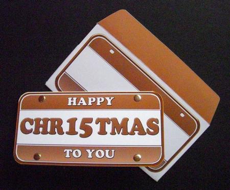 Gold Metallic Christmas Number Plate Mini Card Envelope Aio by S.Elisabet Osborn Wright