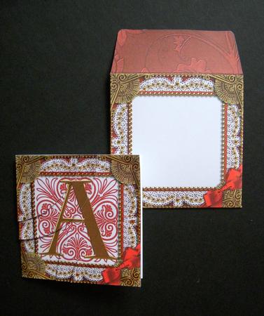 Red Initial a 3in Mini Card Envelope Duo Corner Stacker Aio by S.Elisabet Osborn Wright
