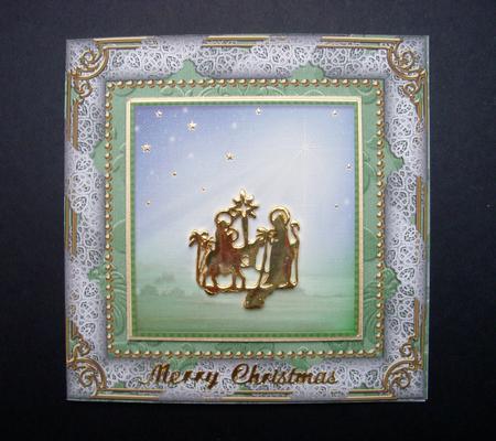 Christmas Stream Holly 5inch Square Plain Folded Card by S.Elisabet Osborn Wright