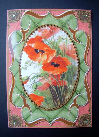 Poppies Fancy Bracket 7x5in Cut and Fold Card by S.Elisabet Osborn Wright
