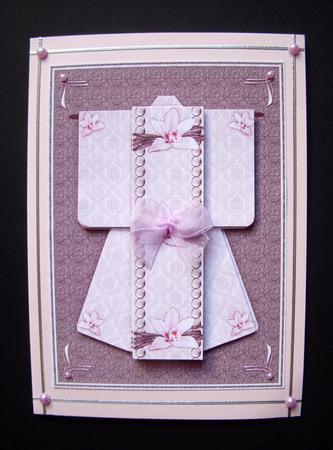 A6 Opulent Orchid Kimono Card in Pink Decoupage by S.Elisabet Osborn Wright