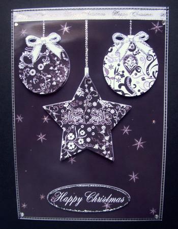 Black and White Stylish Bauble Christmas Card by S.Elisabet Osborn Wright