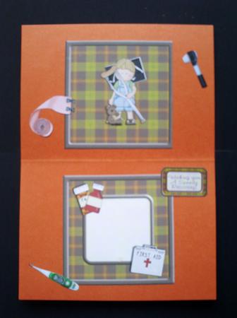 Get Well Soon Boy and Teddy Square Insert by S.Elisabet Osborn Wright