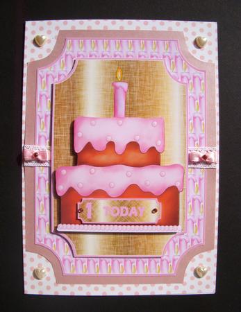 Pink First Birthday Cake by S.Elisabet Osborn Wright