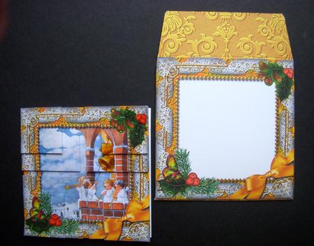 Angels Bell Pullin Holly 3in Mini Card Envelope 4 Corner Aio by S.Elisabet Osborn Wright