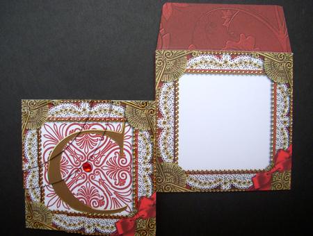Red Initial C 3in Mini Card Envelope Duo Corner Stacker Aio by S.Elisabet Osborn Wright