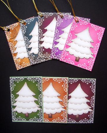 White Christmas Tree Atc Toppers by S.Elisabet Osborn Wright