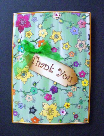 Mint All Over Paint Cherry Blossom 7x5 Cut and Fold Card by S.Elisabet Osborn Wright
