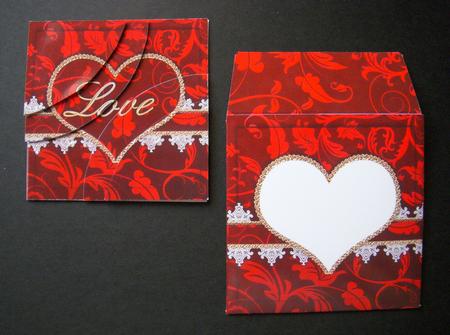 Red Lace Love Mini Card Envelope Duo Corner Stacker Aio by S.Elisabet Osborn Wright