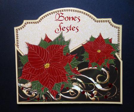 Bones Festes Shaped Topper with Poinsettias & Swirls by S.Elisabet Osborn Wright