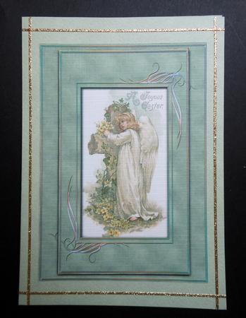 A Joyous Easter - Vintage Angel & Stone Cross by S.Elisabet Osborn Wright