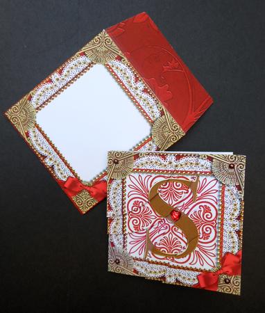 Red Initial S 3in Mini Card Envelope Duo Corner Stacker Aio by S.Elisabet Osborn Wright