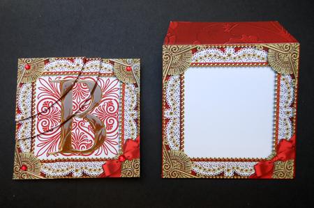 Red Initial B 3in Mini Card Envelope Duo Corner Stacker Aio by S.Elisabet Osborn Wright