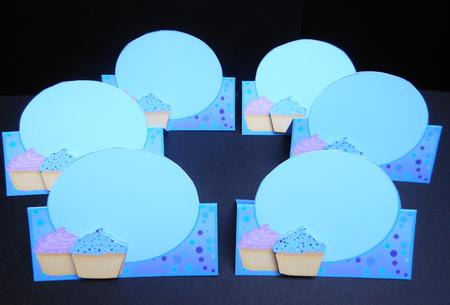 Spotty Cupcake Place Cards (blue) by S.Elisabet Osborn Wright