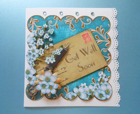 Blue Blossom Get Well Soon Scallop Postcard Step by Step by S.Elisabet Osborn Wright