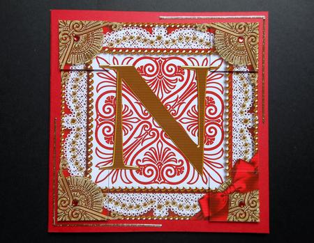 Vintage Red N Monogram 8inch Picture Sheet by S.Elisabet Osborn Wright