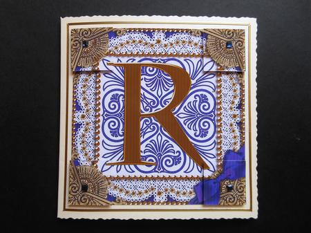 Vintage Blue R Monogram 8inch Picture Sheet by S.Elisabet Osborn Wright