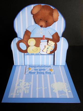 Armchair Easel - Tattered Baby Boy Teddy by S.Elisabet Osborn Wright