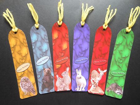 Book Mark Series Wild Animals Two and Leafs by S.Elisabet Osborn Wright