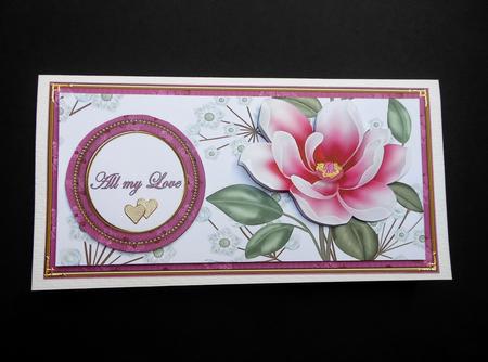 Cerise Magnolia All My Love Dl Decoupage Topper by S.Elisabet Osborn Wright
