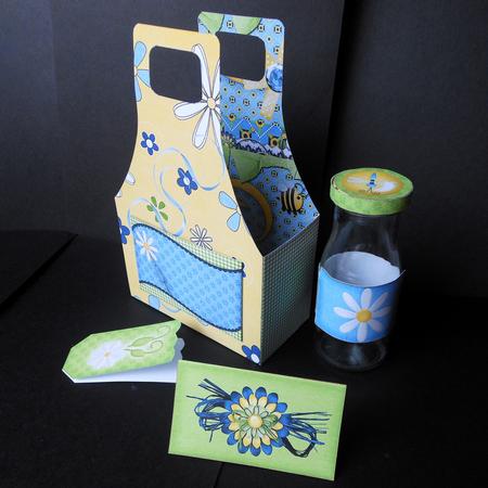 Frappuccino Carrier - Denim & Daisies by S.Elisabet Osborn Wright
