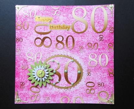 Pink and Gold 80th Birthday A4 Backing Paper by S.Elisabet Osborn Wright