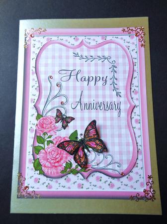 Pink Roses and Butterflies Anniversary Topper by S.Elisabet Osborn Wright