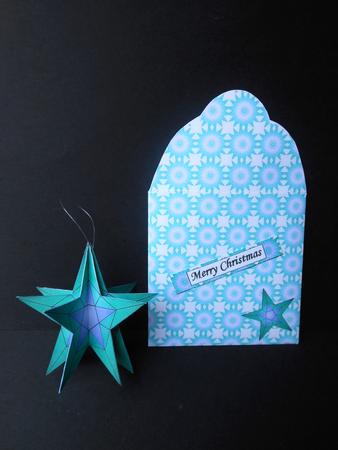 Mini 3D Faux Origami - Aqua & Blue Star by S.Elisabet Osborn Wright