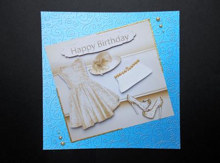 Happy Birthday Cute Dress Gold by S.Elisabet Osborn Wright