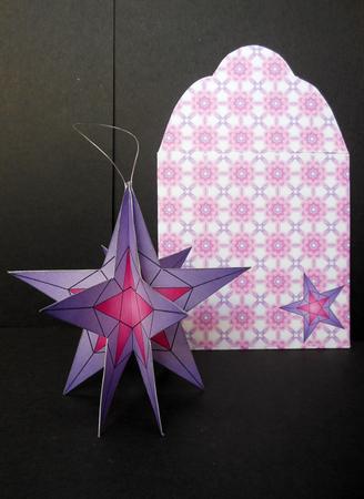 Mini 3D Faux Origami - Purple & Pink Star by S.Elisabet Osborn Wright