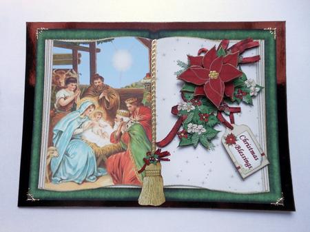 Christmas Nativity Open Book Topper with Decoupage by S.Elisabet Osborn Wright