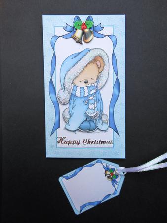 Christmas Snuggle Bear Blue Money Wallet by S.Elisabet Osborn Wright
