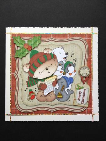 Ted's Xmas Choir Country Style Quick Card by S.Elisabet Osborn Wright